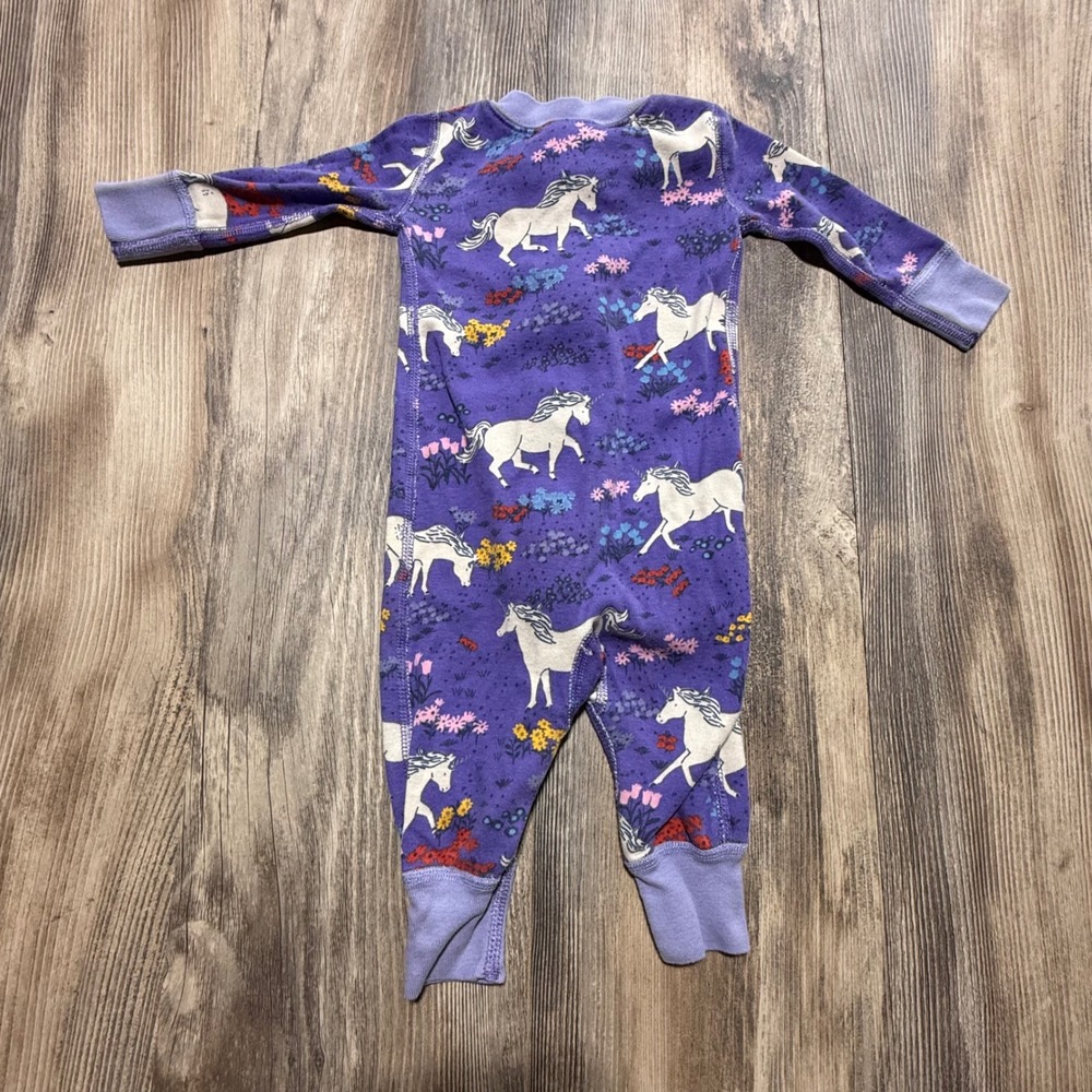 Hanna Andersson Purple Horse Floral Organic Cotton Zip Sleeper 3-6 Months 60cm - Picture 2 of 3